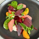 Roasted beet salad with citrus and creme fraiche.